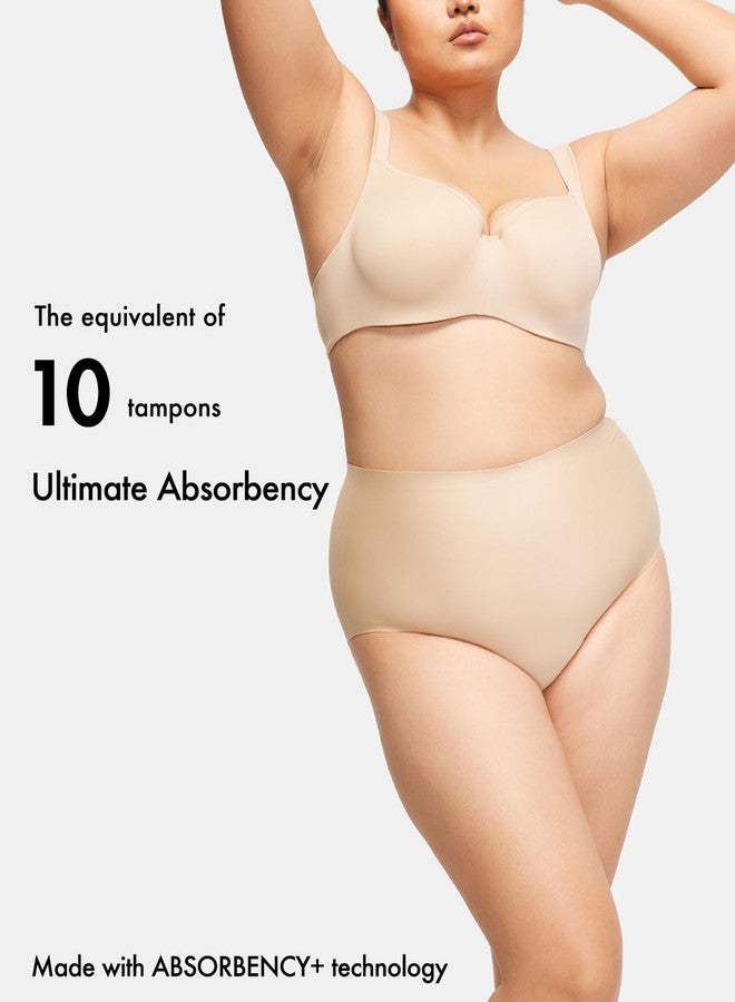 STRAWBERRY WEEKS LEAKPROOF2.0 High Waist Ultimate Absorbency Incontinence Underwear for Women | Holds 10 Tampons | Period Underwear Heavy Flow | Postpartum Leak Proof Panties (L/XL, Beige - Image 2