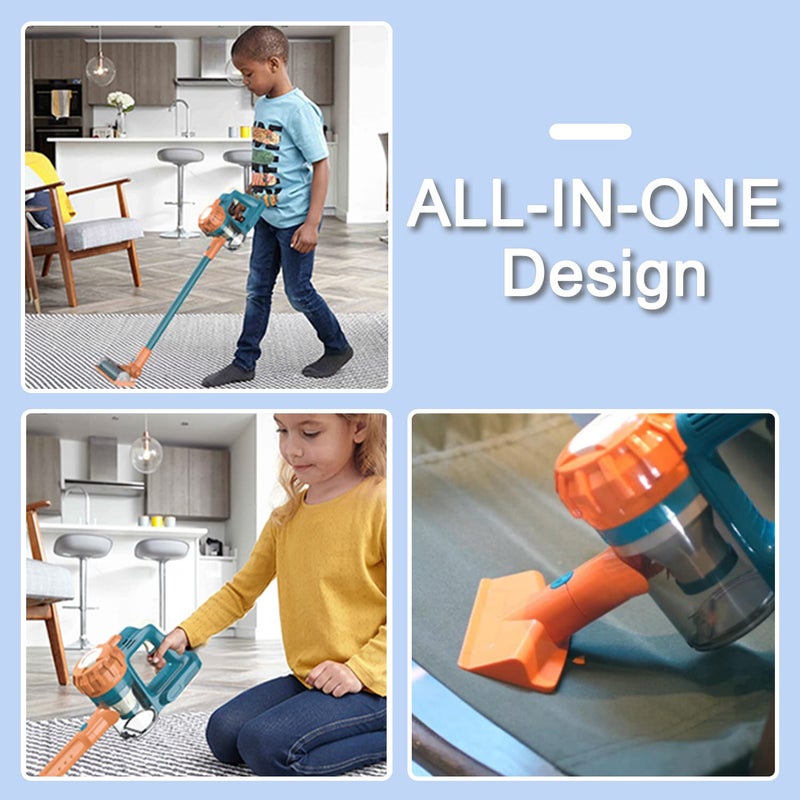 BAYMI 3-in-1 Kids Vacuum That Really Works, Toddler Toy Vacuum Cleaning Set for Children Aged 3+, Fun Kids Working Toy Vacuum Cleaner with Working Suction for Realistic Play (630Blue) - Image 2
