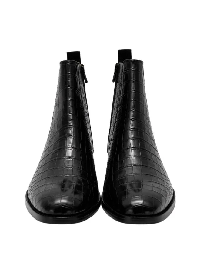Brenvick Black Brenvick Vittorio Premium Croc Chelsea Boots for Men Black Round Toe | Leather Look Slip-On Ankle Boots | Elastic Side Panels | Smart Casual & Formal Wear for Men | Best Price UAE