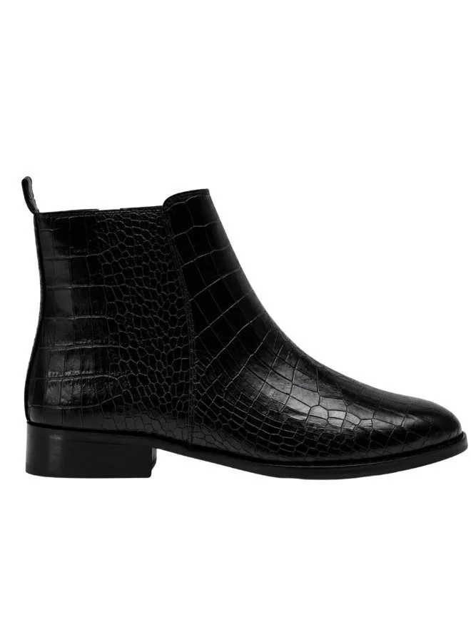 Brenvick Black Brenvick Vittorio Premium Croc Chelsea Boots for Men Black Round Toe | Leather Look Slip-On Ankle Boots | Elastic Side Panels | Smart Casual & Formal Wear for Men | Best Price UAE