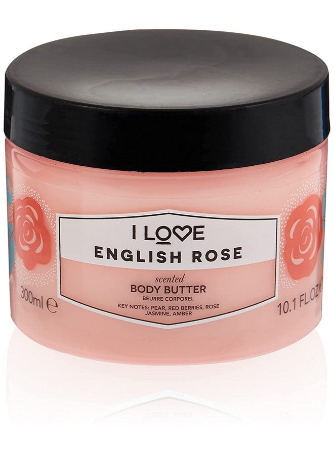 I LOVE English Rose Scented Body Butter Hydrating Body Butter For Dry Skin Vitamin E And Aloe Vera Shea Butter And Coconut Oil 10.1 Oz - Image 1
