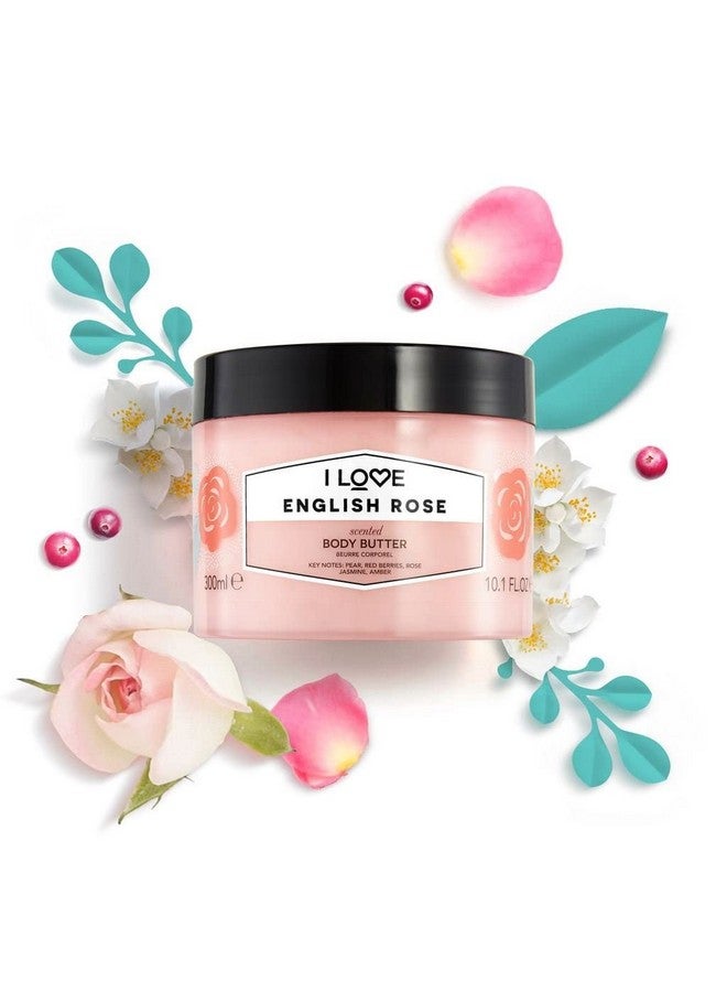 I LOVE English Rose Scented Body Butter Hydrating Body Butter For Dry Skin Vitamin E And Aloe Vera Shea Butter And Coconut Oil 10.1 Oz - Image 5
