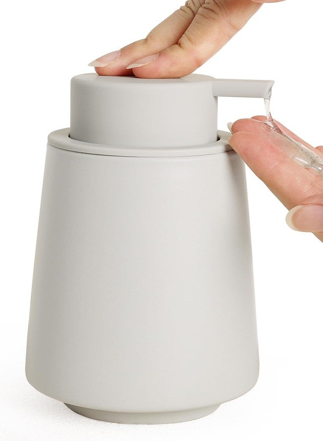 INGOFIN Ceramic Soap Dispenser -14 oz Bathroom Hand Soap Dispenser Liquid Dispenser with Pump Refillable Modern Lotion Dish Dispenser for Kitchen Matte Grey - Image 1