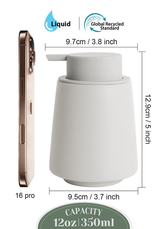 INGOFIN Ceramic Soap Dispenser -14 oz Bathroom Hand Soap Dispenser Liquid Dispenser with Pump Refillable Modern Lotion Dish Dispenser for Kitchen Matte Grey - Image 2