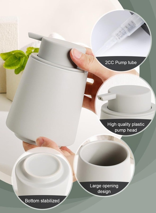 INGOFIN Ceramic Soap Dispenser -14 oz Bathroom Hand Soap Dispenser Liquid Dispenser with Pump Refillable Modern Lotion Dish Dispenser for Kitchen Matte Grey - Image 5