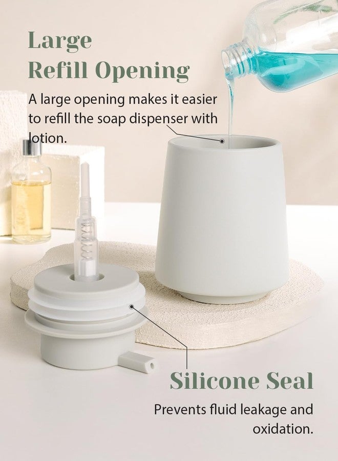 INGOFIN Ceramic Soap Dispenser -14 oz Bathroom Hand Soap Dispenser Liquid Dispenser with Pump Refillable Modern Lotion Dish Dispenser for Kitchen Matte Grey - Image 3