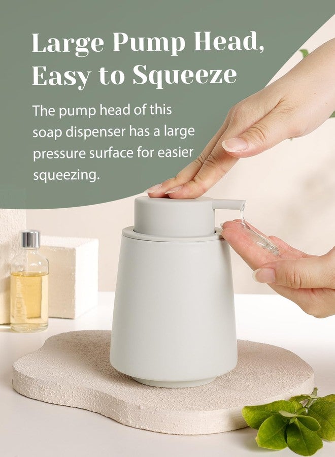INGOFIN Ceramic Soap Dispenser -14 oz Bathroom Hand Soap Dispenser Liquid Dispenser with Pump Refillable Modern Lotion Dish Dispenser for Kitchen Matte Grey - Image 4