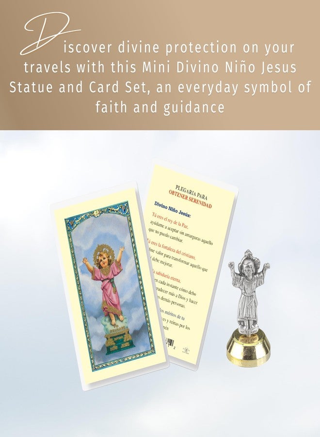 Trendzeen Mini Divino Nio Jesus Estatua (2 Inch) - Made in Italy Sto Nino Statue for Car, Auto, Van - Small Divine Child Jesus Statue, Spanish Santo Nio Catholic Card - 2 Items Set - Image 2