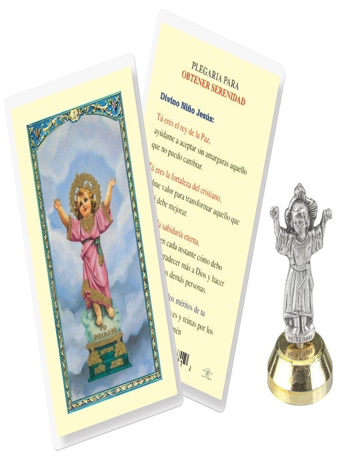 Trendzeen Mini Divino Nio Jesus Estatua (2 Inch) - Made in Italy Sto Nino Statue for Car, Auto, Van - Small Divine Child Jesus Statue, Spanish Santo Nio Catholic Card - 2 Items Set - Image 1