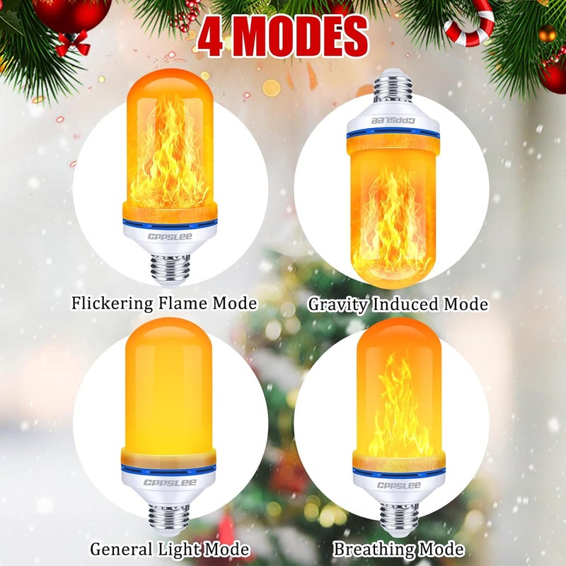CPPSLEE Upgraded LED Flame Light Bulbs, 4 Modes Flickering Light Bulbs, E26 Base Fire Flame Bulb for Halloween Decorations Outdoor, Christmas Lights Patio Indoor Home Decor (Yellow, 6 Pack) - Image 4