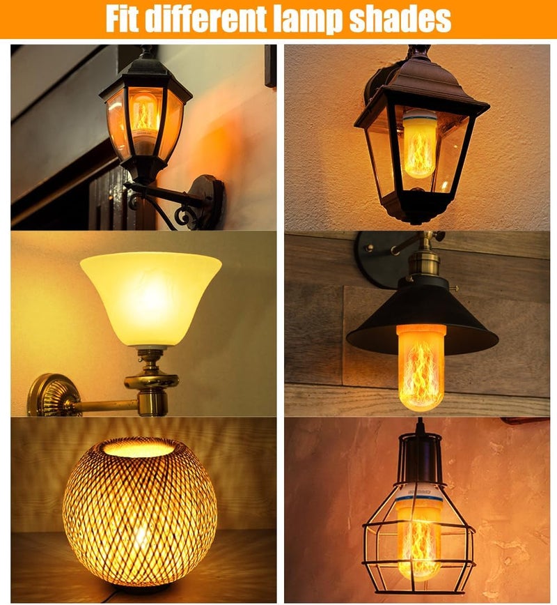 CPPSLEE Upgraded LED Flame Light Bulbs, 4 Modes Flickering Light Bulbs, E26 Base Fire Flame Bulb for Halloween Decorations Outdoor, Christmas Lights Patio Indoor Home Decor (Yellow, 6 Pack) - Image 3