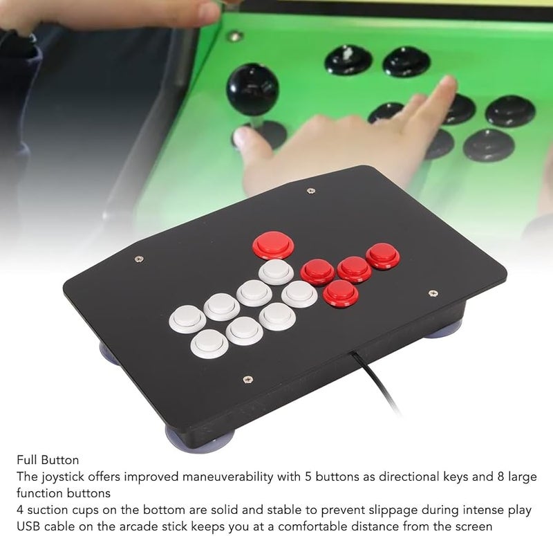 كلاسيكي أسود أحمر عصا قتال أركيد USB 2.0 عصا تحكم 8 أزرار وظائف زمن انتقال منخفض - Image 5