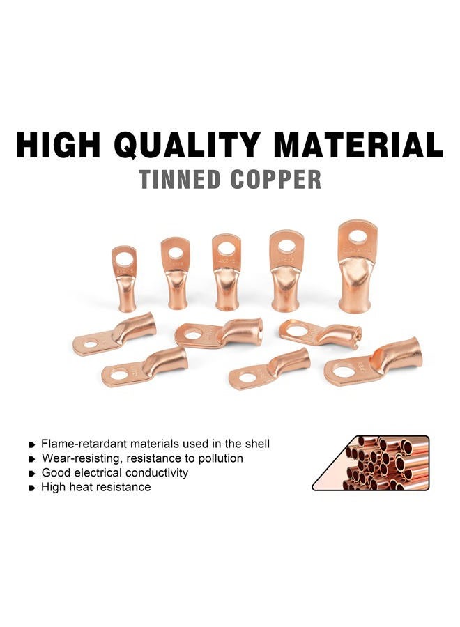 Sanuke 4 Gauge - 3/8" Battery Terminal Connectors, Copper Wire Lugs Assortment Battery Cable Ends with 3:1 Heat Shrink Tubing - Image 2