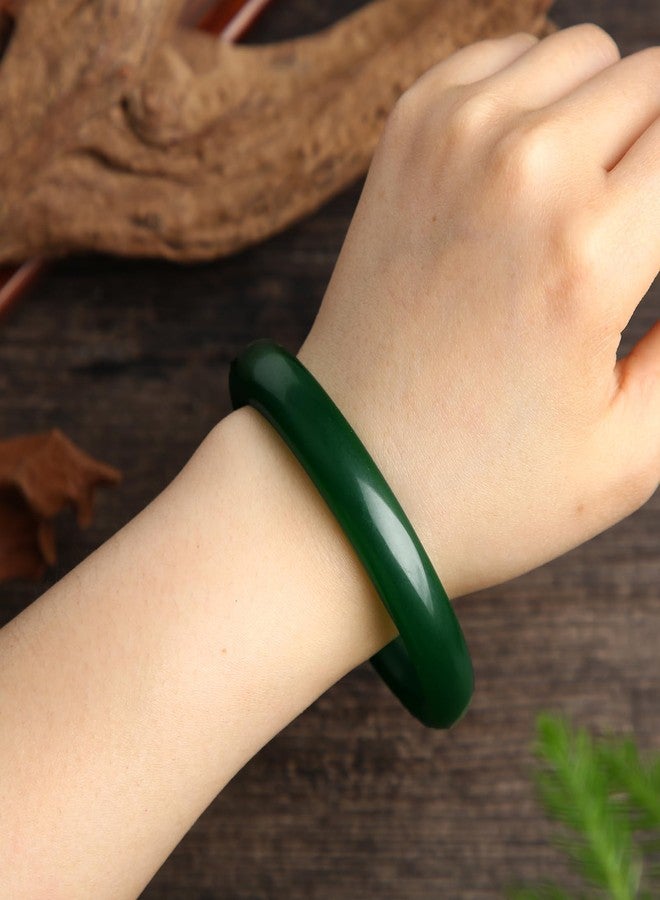 Landical 2.4'' Natural Jade Bracelet for Women Jade Bangle Bracelets with Box Good Luck Bangle Wedding Mother's Day Gift, inner diameter 2.36-2.44 inches, natural green jade, natural green jade - Image 4