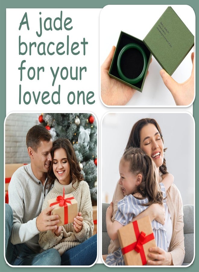 Landical 2.4'' Natural Jade Bracelet for Women Jade Bangle Bracelets with Box Good Luck Bangle Wedding Mother's Day Gift, inner diameter 2.36-2.44 inches, natural green jade, natural green jade - Image 3
