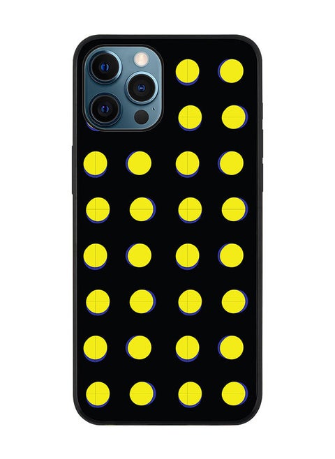 Rugged Black edge case for Apple iPhone 12 Pro Max Slim fit Soft Case Flexible Rubber Edges Anti Drop TPU Gel Thin Cover - Yellow Dots