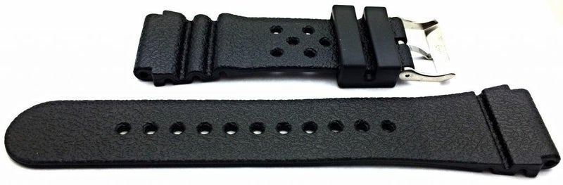 NewLife 24mm Black, Thick, Heavy Duty, Rubber Watchband - Comfortable and Durable, Heavy Duty PVC Material Replacement Wrist Watchstrap with a Checkered Pattern Keeper Ring Hoop Loop - Image 2