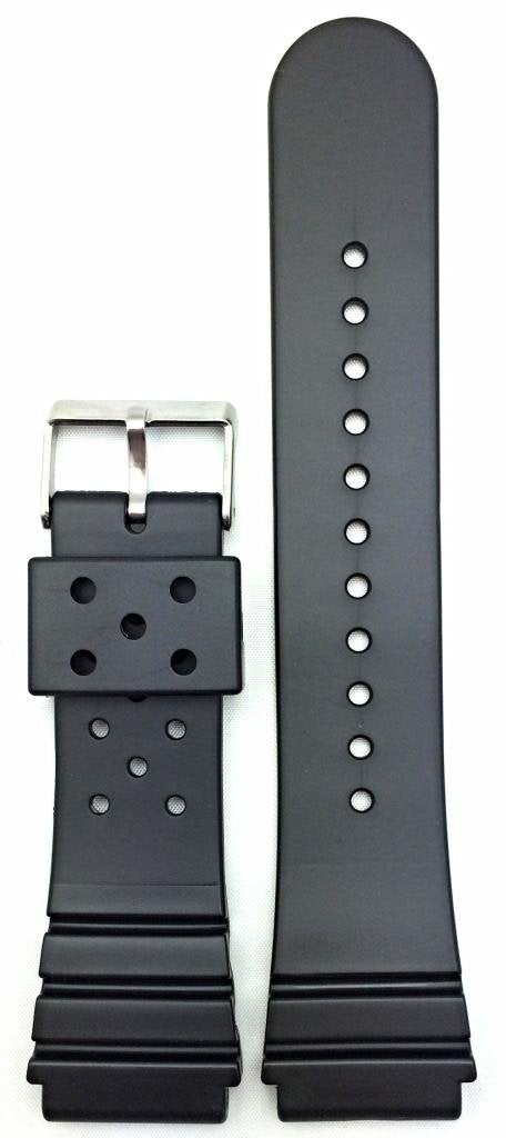 NewLife 24mm Black, Thick, Heavy Duty, Rubber Watchband - Comfortable and Durable, Heavy Duty PVC Material Replacement Wrist Watchstrap with a Checkered Pattern Keeper Ring Hoop Loop - Image 3
