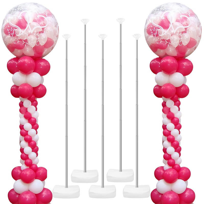HEYTIMI 6 Set HeavyDuty Balloon Column Stand Kit for Floor 66ft Adjustable Metal Telescopic Balloon Tower with Base for Birthday Wedding Baby Shower Graduation Party Outdoor Indoor Decorations - Image 3
