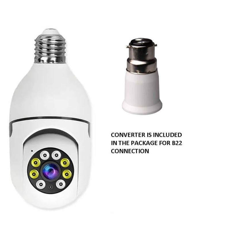 INVICTO WiFi CCTV Camera E27 MODEL1080p Wireless PTZ Bulb Shape V380 Pro Indoor 360 Smart Home Security Camera Light Vision 24x7 Continuous Recording with Motion Sensor LED Lights - Image 2