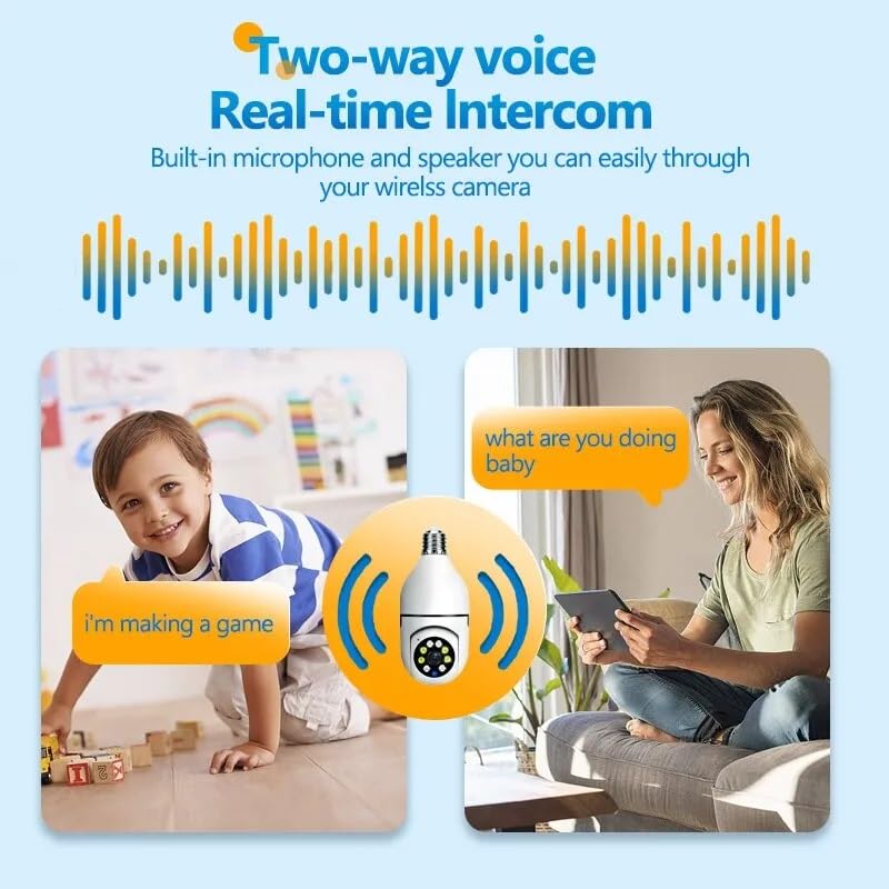 INVICTO WiFi CCTV Camera E27 MODEL1080p Wireless PTZ Bulb Shape V380 Pro Indoor 360 Smart Home Security Camera Light Vision 24x7 Continuous Recording with Motion Sensor LED Lights - Image 4