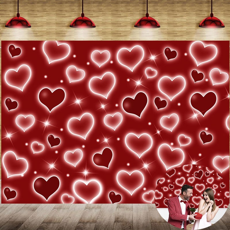 RUYI Early 2000s Backdrop for Red Heart Party Photo Backdrops 7x5FT Glitter Heart Sweet 16 18th 21th 30th Women Men Happy Birthday Photography Background Selfile Wall Decor - Image 1