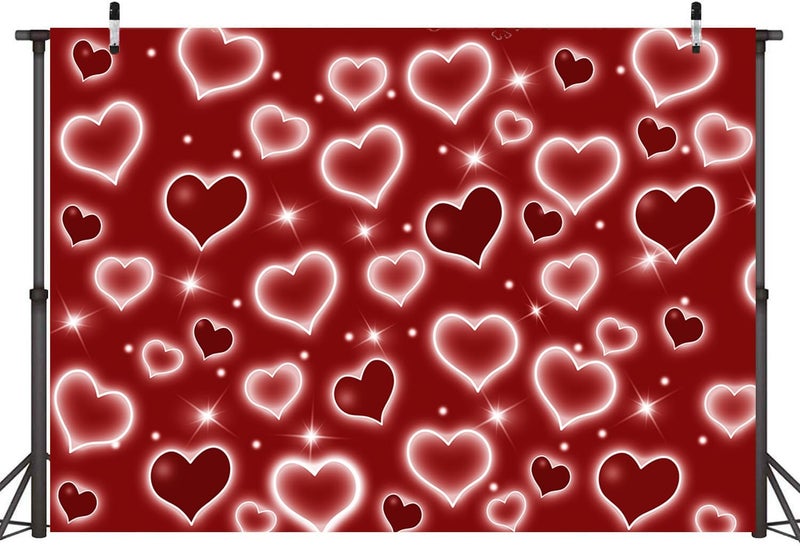 RUYI Early 2000s Backdrop for Red Heart Party Photo Backdrops 7x5FT Glitter Heart Sweet 16 18th 21th 30th Women Men Happy Birthday Photography Background Selfile Wall Decor - Image 2