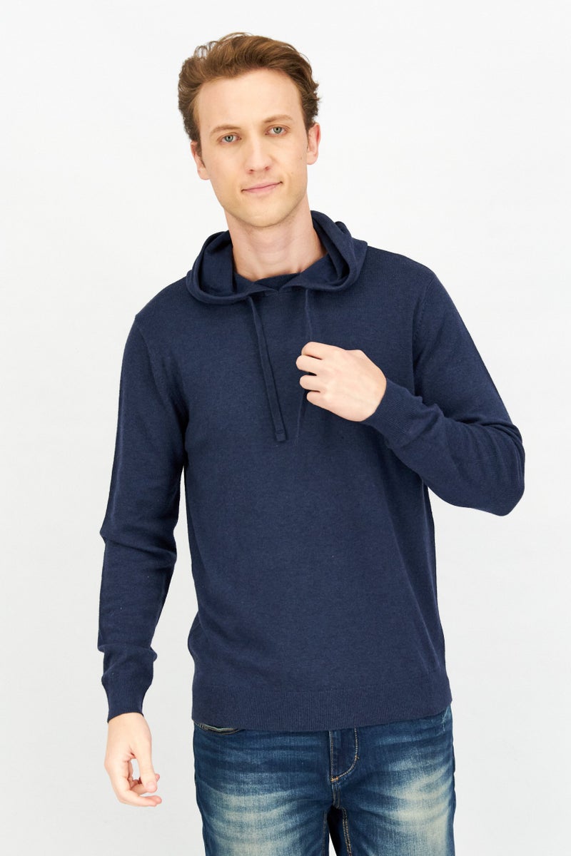 Sorbino Men Hood With Drawstring Long Sleeve Plain Hoodies, Navy Blue  - Image 1
