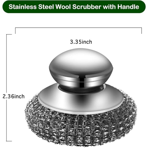 AFunCrafter Steel Wool Scrubber with 2 Handles & 3 Replacement Wire Sponge(Scouring Pads) - Stainless Metal Cleaner Heavy Duty Brush for Pots, Pans, Cast Iron, Grill, Sink, Dishes, Stove, Kitchen Deep Clean - Image 5