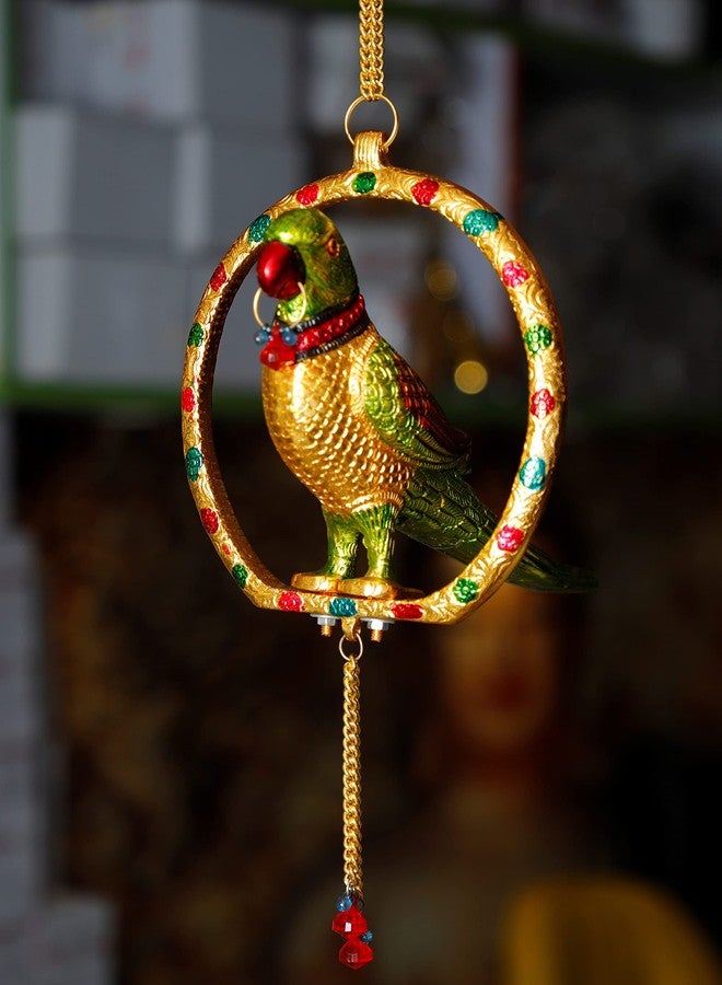 KridayKraft Metal Parrot Statue for Door Hanging,Decor Your Home,Office,Garden Hanging Colorful Parrot Looks Very Beautiful for Gift Idol Animal Showpiece Decorative Figurines..., 20 cm , 19 cm - Image 1