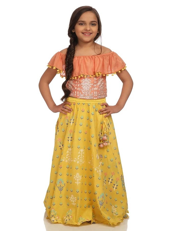 BIBA GIRL PRINTED FLARED KID(KW3227E_ORANGE/YELLOW_3) - Image 1