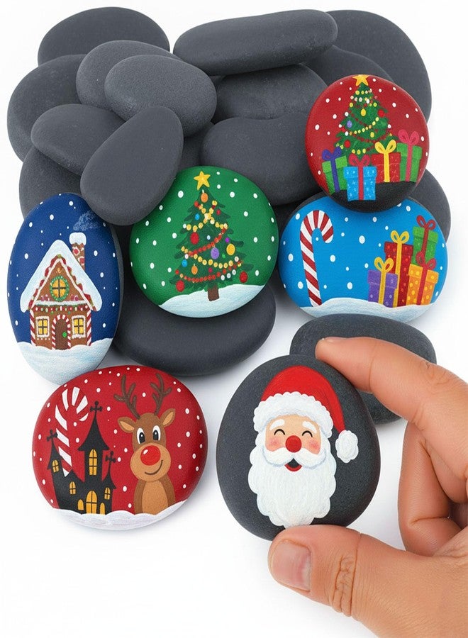 FUTUREPLUSX Rocks for Painting, 20 PCS 2-3 Inch Flat & Smooth Stones for Christmas Decorations, Rocks to Paint for Kids, Natural Stones for Art & DIY Crafting, Garden Decor, Holiday Gift - Image 1