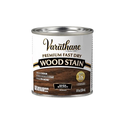 VARATHANE راست-أوليوم فاراتان 262025 صبغة خشب سريعة الجفاف، جوز داكن، (نصف لتر/236 مل) - Image 1