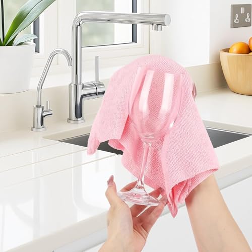 Niwlix Microfiber Cleaning Cloth Roll Kitchen Towel Roll Reusable Kitchen Towel Micro Fiber Cloth for Car Cleaning Clothes Kitchen Cloth for Cleaning-Pink | 20 Pack - Image 2