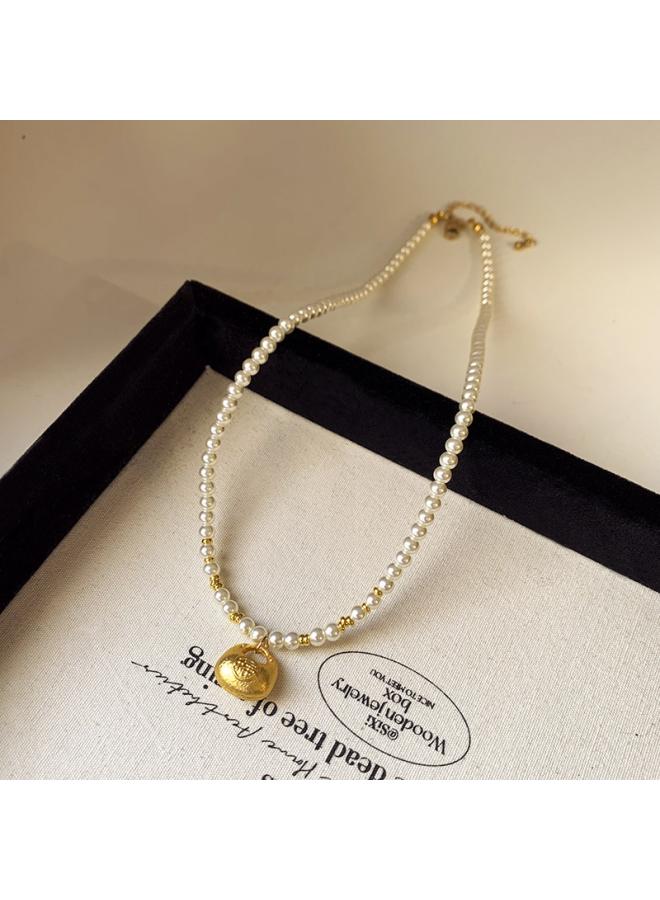 New Chinese Style Real Gold Electroplated Lotus Fan Necklace Fashionable Elegant Clavicle Chain Retro Light Luxury High-end Necklace For Women 
