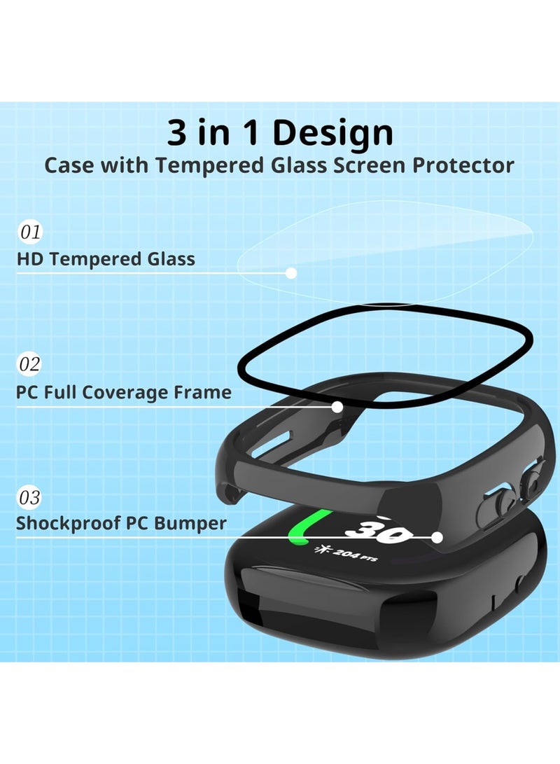 SYOSI Screen Protector Compatible with Fitbit Google Ace LTE, 2 Pack Tempered Glass Full Coverage Hard PC Case with All-Around Protective Bumper, Scratch Resistant and Touch Sensitive for Smart Watch - Image 2