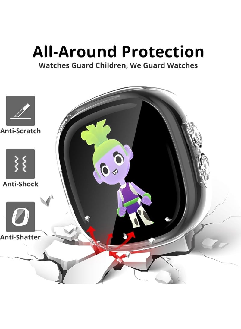 SYOSI Screen Protector Compatible with Fitbit Google Ace LTE, 2 Pack Tempered Glass Full Coverage Hard PC Case with All-Around Protective Bumper, Scratch Resistant and Touch Sensitive for Smart Watch - Image 3