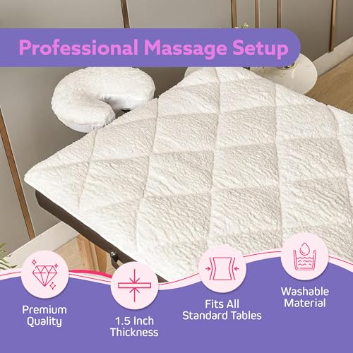 XOLLOZ Double-Sided Massage Table Pad, Plush Fleece and Microfiber Cover, Soft Massage Bed Topper and Spa Cover, Ideal Table Accessories, 76"x34", White - Image 4
