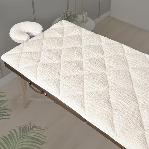 XOLLOZ Double-Sided Massage Table Pad, Plush Fleece and Microfiber Cover, Soft Massage Bed Topper and Spa Cover, Ideal Table Accessories, 76"x34", White - Image 1