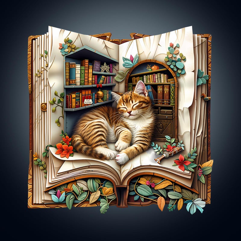 WOODBESTS Wooden Puzzles for Adults Cat in The Book Wood Puzzles Adult270 Pieces L 126 124in Unique Shape Wooden Animal Jigsaw Puzzles Birthday Gifts for Adults Family Game - Image 3