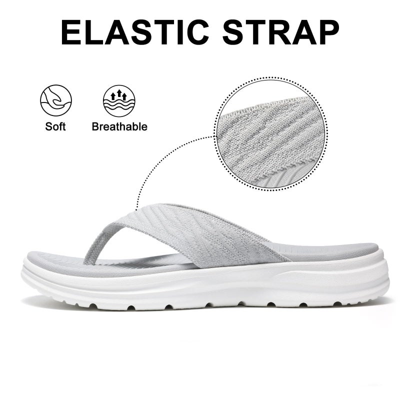 KIDMI Women's Arch Support Flip Flops with Soft Cushion Comfortable Summer Beach Slip On Walking Thong Sandals, Grey size 39 - Image 5