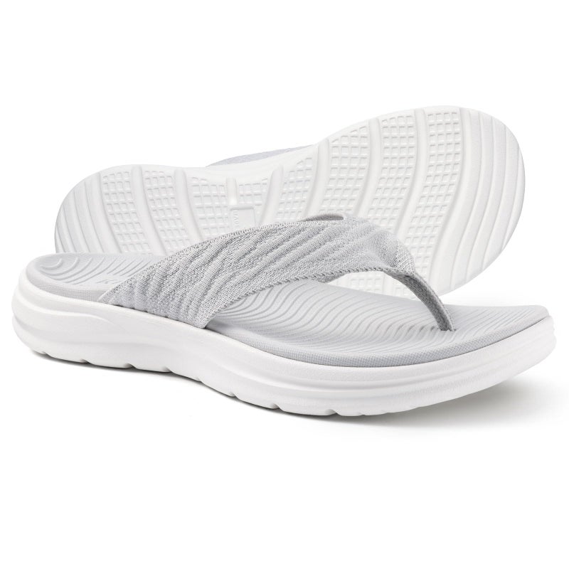 KIDMI Women's Arch Support Flip Flops with Soft Cushion Comfortable Summer Beach Slip On Walking Thong Sandals, Grey size 39 - Image 4