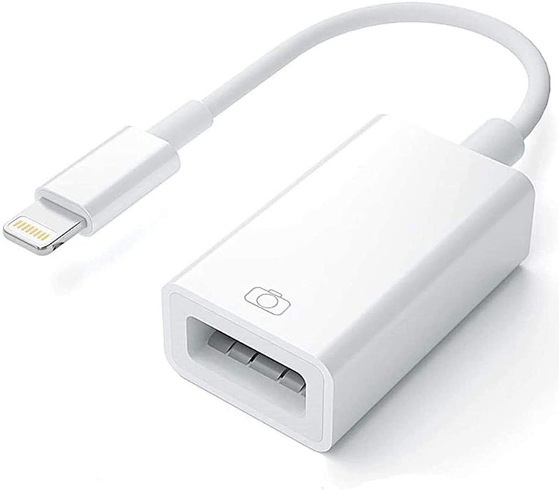 [Apple MFi Certified] Lightning to USB Camera Adapter, USB 3.0 OTG Data Sync Cable Adapter for iPhone/iPad, Support Card Reader, USB Flash Drive, Mouse, Keyboard, Hubs, No Application Plug and Play