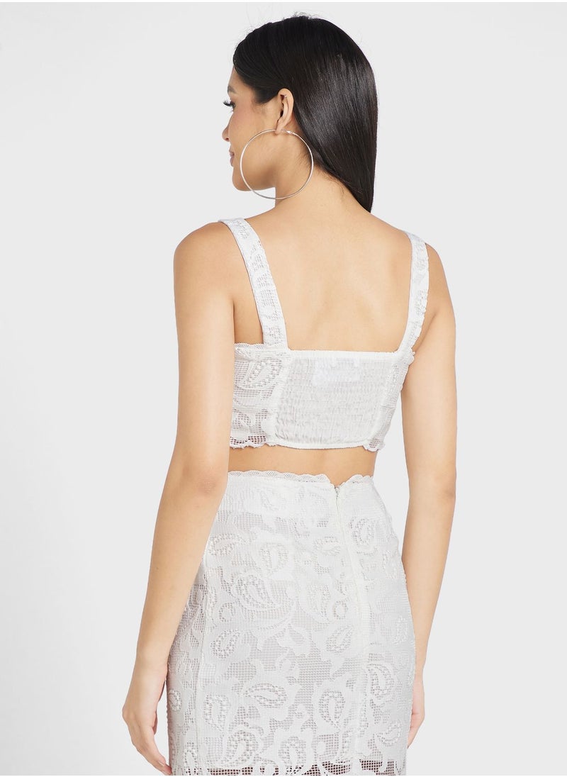 TOPSHOP - Lace Detail Crop Top - Image 1