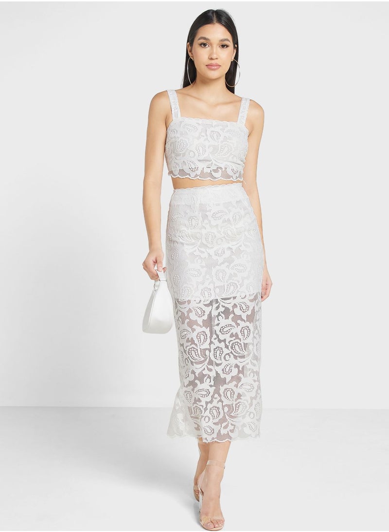 TOPSHOP - Lace Detail Crop Top - Image 1