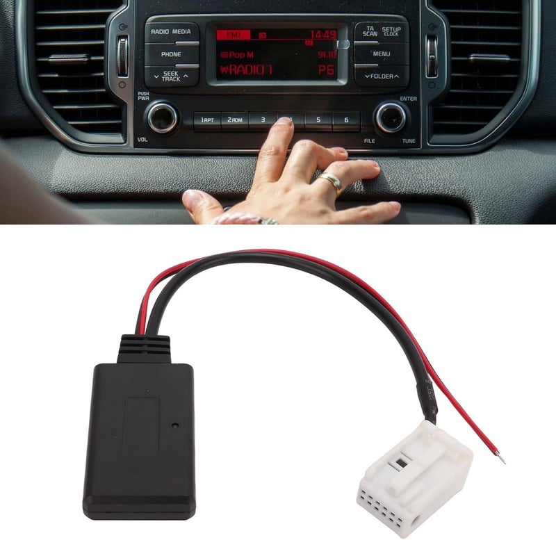 ويوبلز محول كابل AUX بتقنية بلوتوث، كابل بديل لراديو السيارة بلوتوث 5.0 ذو 12 سنًا لراديو السيارة من الفئة A W169 - Image 4