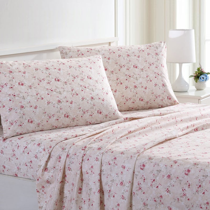 Modern Threads Modern Threads Printed 4Piece Extra Soft Bedding Sheets  Pillowcase Set Deep Pocket up to 16 inch Mattress Kashmir Rose Cal King 