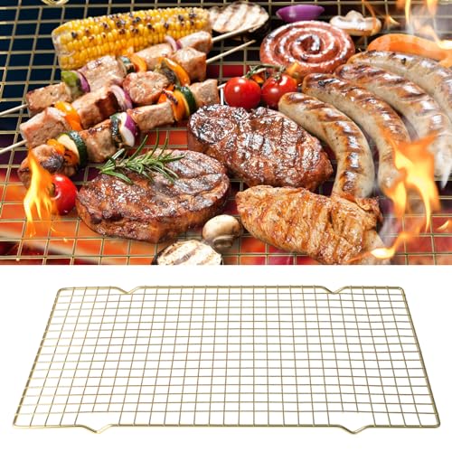 Coolbird 16 * 10 inch BBQ Grill Mesh Metal BBQ Barbecue Grill Grilling Mesh Wire Cooking Net Outdoor,Barbecue Grilled Grid (Gold) - Image 5