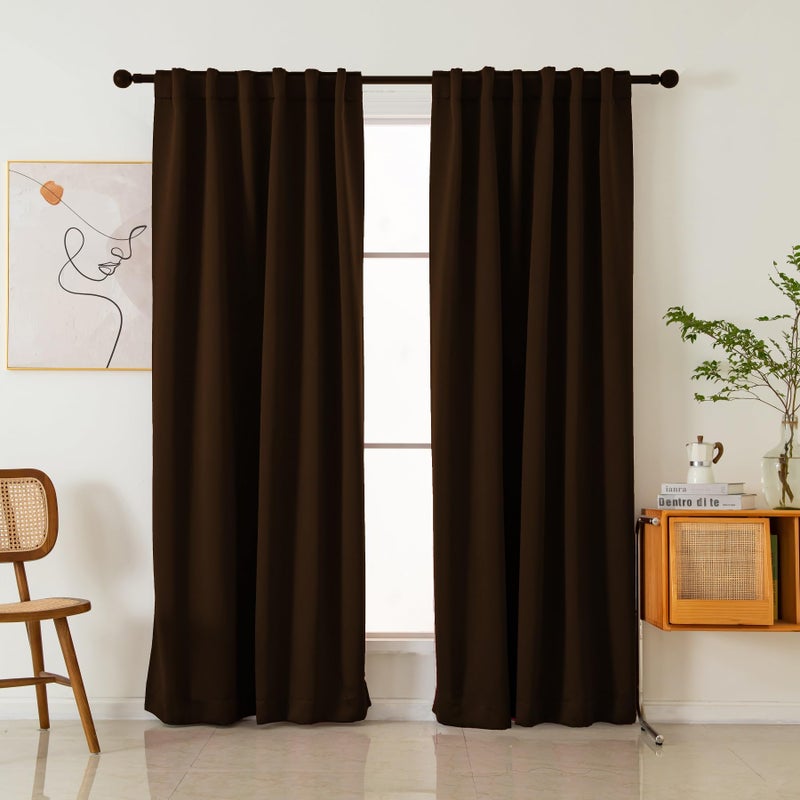 Pickluc Blackout Curtains 84 Inches Long 2 Panels, Black Out Drapes for Bedroom or Living Room, Back Tab and Rod Pocket Top, Set of Two, Choclate Brown, 52" Wide and 84" Length. - Image 1