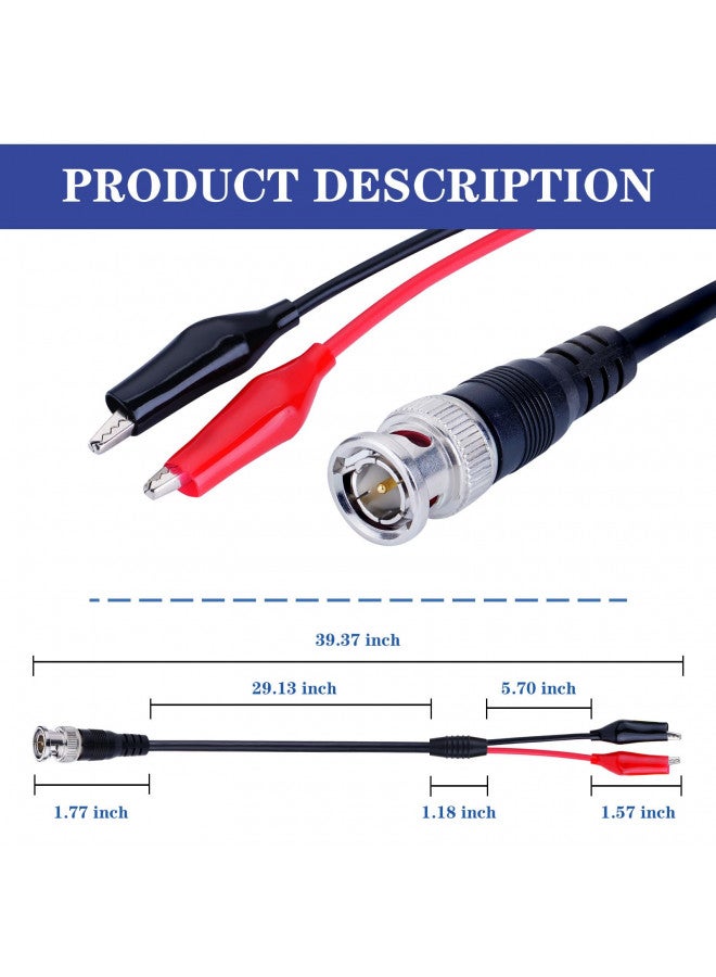 Glamorway عبوة من 2 كابل اختبار BNC Q9 إلى مشبك تمساح مزدوج لمجس oscilloscope - Image 2